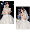 Sexy Tulle V-neck Lace Up Ball Gown Princess Wedding Dresses - EdleessFashion