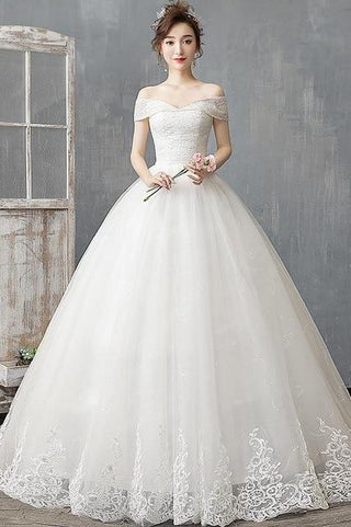 Sexy Off The Shoulder Short Sleeve Wedding Dress - EdleessFashion