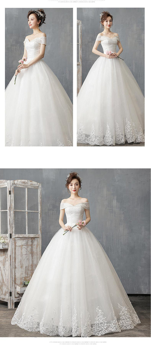 Sexy Off The Shoulder Short Sleeve Wedding Dress - EdleessFashion