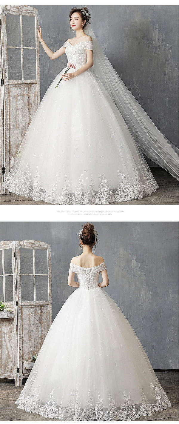 Sexy Off The Shoulder Short Sleeve Wedding Dress - EdleessFashion