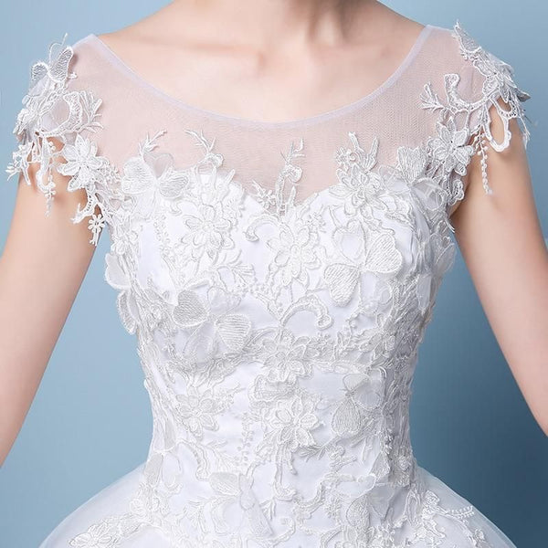 New Simple O Neck Wedding Dress | EdleessFashion