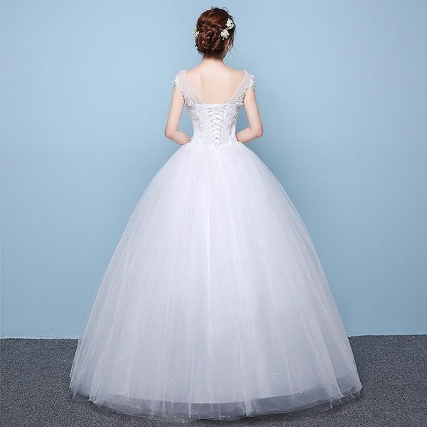 New Simple O Neck Wedding Dress | EdleessFashion