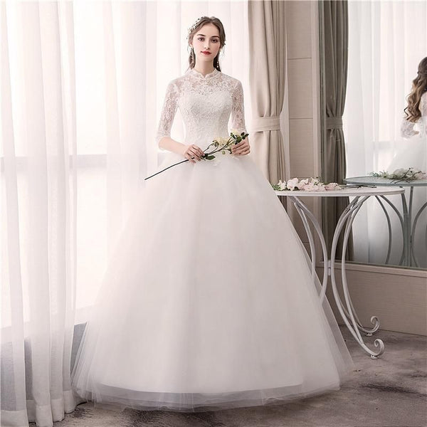 Sexy Lace High Neck New Wedding Dress Fashion Slim Embroidery Backless | EdleessFashion