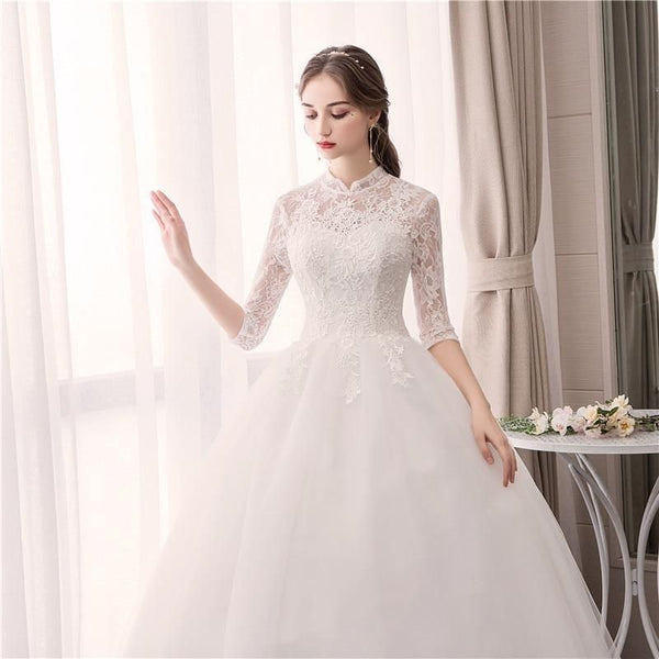 Sexy Lace High Neck New Wedding Dress Fashion Slim Embroidery Backless | EdleessFashion