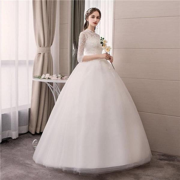 Sexy Lace High Neck New Wedding Dress Fashion Slim Embroidery Backless | EdleessFashion