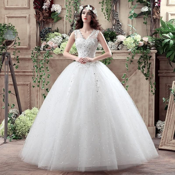 Princess Wedding Dress V-neck Wedding Gown | EdleessFashion