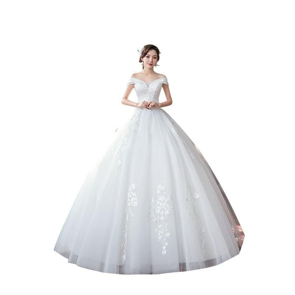 Sexy New Wedding Dress Elegant Boat Neck Gown - EdleessFashion