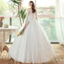 Luxurious O Neck Three Quarter Sleeve Wedding Dress For Women | EdleessFashion