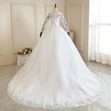 Luxurious O Neck Three Quarter Sleeve Wedding Dress For Women | EdleessFashion