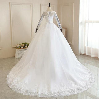 Luxurious O Neck Three Quarter Sleeve Wedding Dress For Women | EdleessFashion