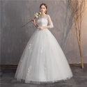 Half Sleeve Wedding Dress Fashion Lace Elegant Princess Bridal Dress | EdleessFashion