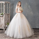 Sexy Boat Neck Wedding Dress Luxury Lace Embroidery Slim Princess Ball Gown | EdleessFashion