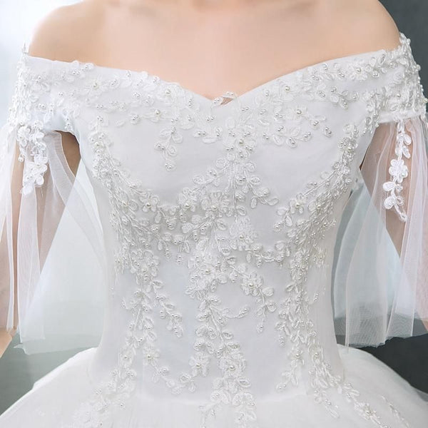 Sexy Off Shoulder Wedding Dress Korean Style | EdleessFashion