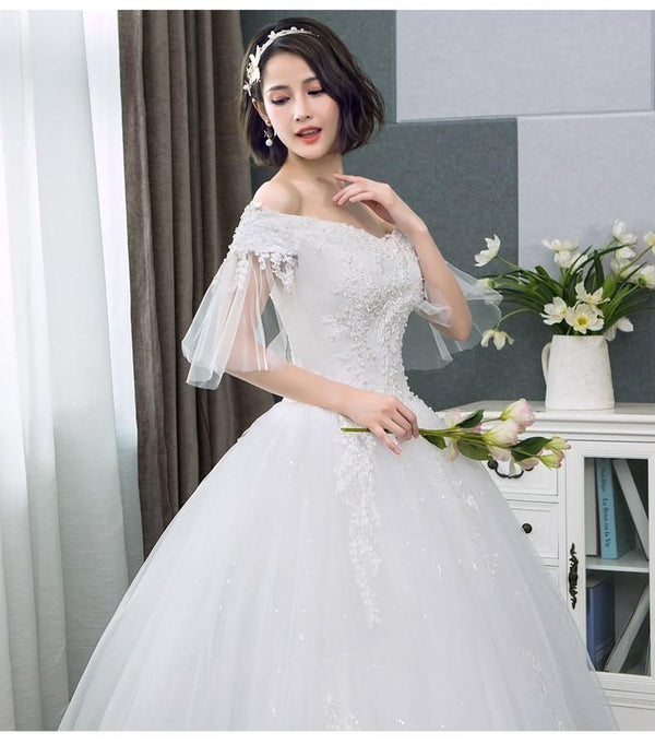 Sexy Off Shoulder Wedding Dress Korean Style | EdleessFashion