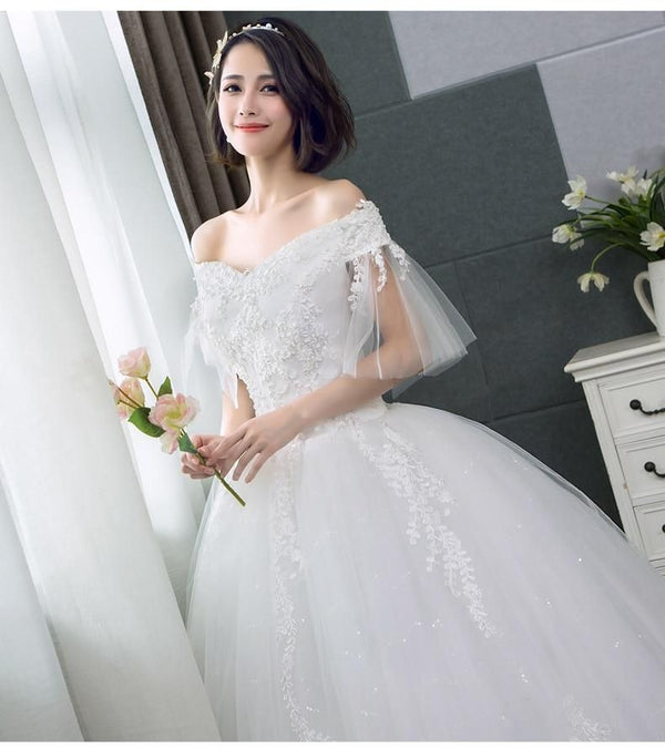 Sexy Off Shoulder Wedding Dress Korean Style | EdleessFashion