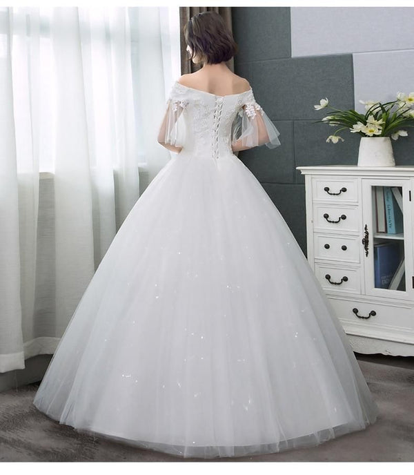 Sexy Off Shoulder Wedding Dress Korean Style | EdleessFashion