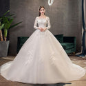 Wedding Dress Classic Off White Long Sleeve With Train | EdleessFashion