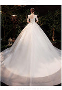 EdleessFashion Half Sleeve Square Collar Wedding Dress | EdleessFashion