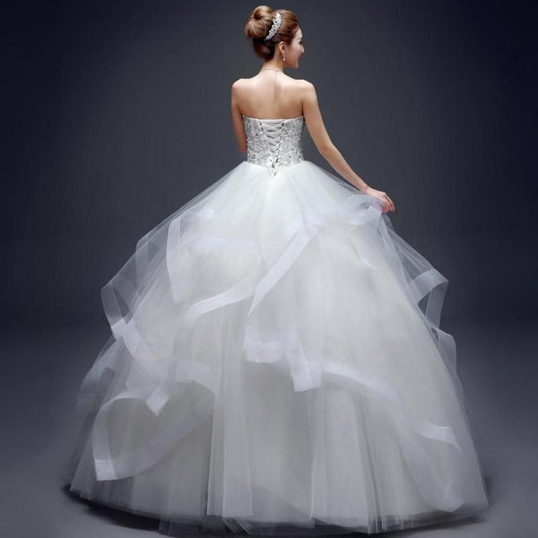 Sexy Strapless Wedding Dress Off White Floor Length Ball Gown | EdleessFashion