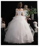 Sexy Wedding Dress Boat Neck Off White Ball Gown | EdleessFashion