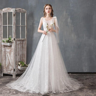 New A-line beautiful Wedding Dress With Small Train | EdleessFashion