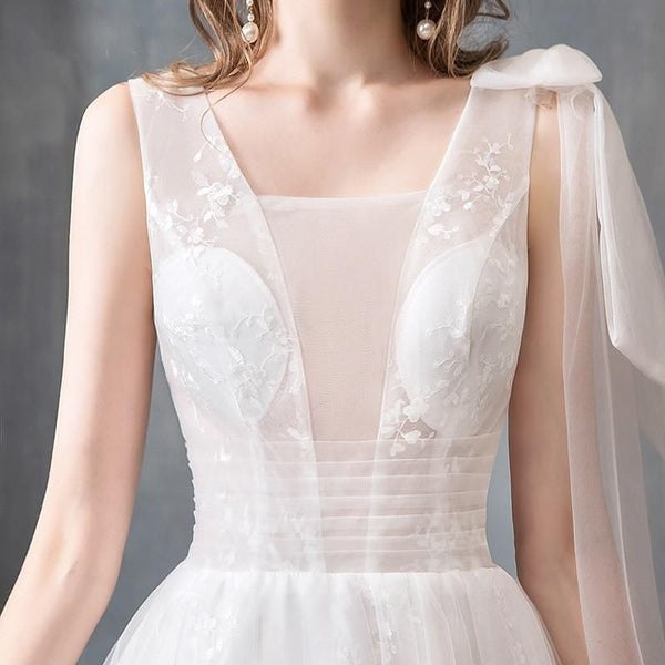 New A-line beautiful Wedding Dress With Small Train | EdleessFashion