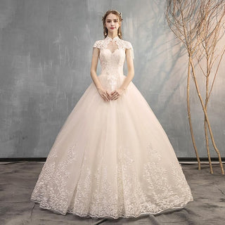 New Vintage High Neck Luxury Wedding Dress | EdleessFashion