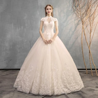 New Vintage High Neck Luxury Wedding Dress | EdleessFashion