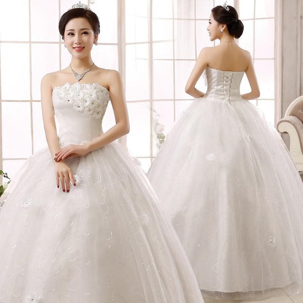 Sexy Off White Strapless Wedding Dress Ball Gown | EdleessFashion