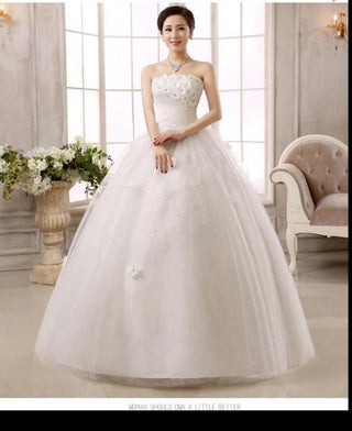 Sexy Off White Strapless Wedding Dress Ball Gown | EdleessFashion