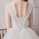 High-Grade V Neck Three Quarter Sleeve Wedding Dress | EdleessFashion