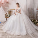 High-Grade V Neck Three Quarter Sleeve Wedding Dress | EdleessFashion