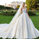 Vintage Cap Sleeve Luxury Ball Gown Wedding Dress | EdleessFashion