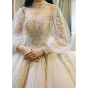 Luxury Court Train Wedding Gown with long sleeves | EdleessFashion