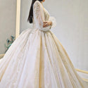 Luxury Court Train Wedding Gown with long sleeves | EdleessFashion