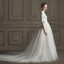 New Luxury Wedding Dress Half Sleeves Satin Gown | EdleessFashion