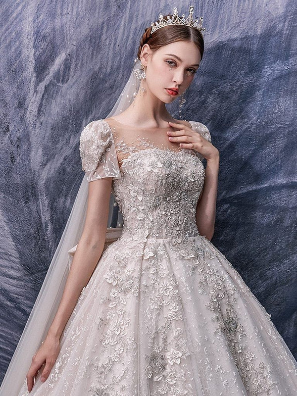 New Luxurious Wedding Dress with Beaded Crystal Bridal Gown | EdleessFashion