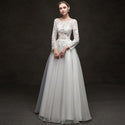 A-Line Wedding Dress Long Sleeve with Crystal Beading | EdleessFashion