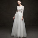 A-Line Wedding Dress Long Sleeve with Crystal Beading | EdleessFashion