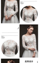 A-Line Wedding Dress Long Sleeve with Crystal Beading | EdleessFashion