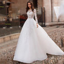 Boho Long Sleeves Wedding Dresses Lace Appliqued Tulle | EdleessFashion