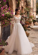 Elegant A-Line Wedding Dress 3/4 Sleeves Gown | EdleessFashion