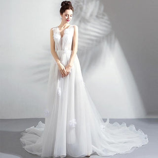 Fairy V-neck Wedding Dresses with Chapel Train | EdleessFashion