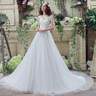 A-line with Sweep Train Wedding Dresses | EdleessFashion