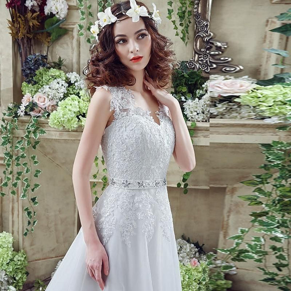 A-line with Sweep Train Wedding Dresses | EdleessFashion