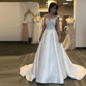 A-line Wedding Dresses with Sheer Scoop Neck | EdleessFashion