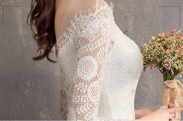 Royal Lace Bridal Wedding Gown with train | EdleessFashion