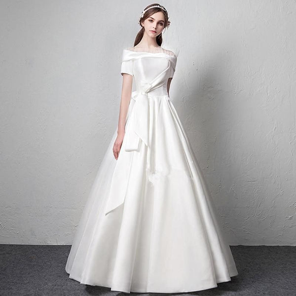 Sexy A line Satin Wedding Gown | EdleessFashion