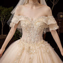 Shiny Vintage Wedding Dresses Off Shoulder with Crystal Bead | EdleessFashion