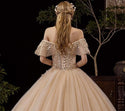 Shiny Vintage Wedding Dresses Off Shoulder with Crystal Bead | EdleessFashion